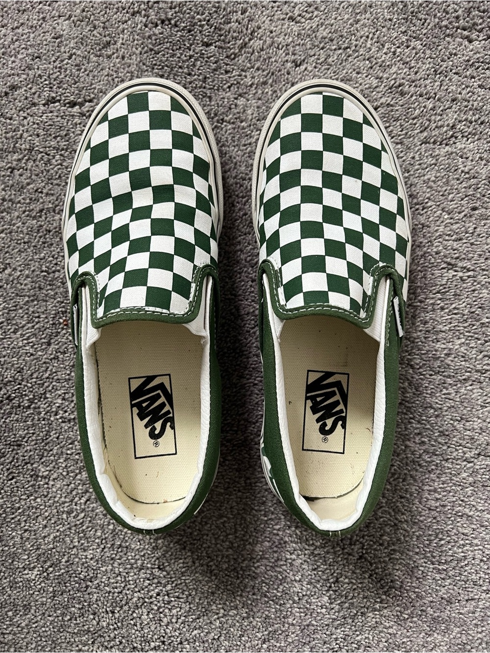 Vans Classic Slip-On Checkerboard - Green and White